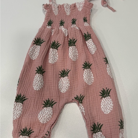 Pink Pineapple Print Kids Jumpsuit - Picture 2 of 2